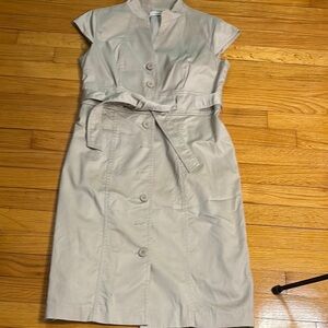 Calvin Klein Gray Sheath Dress with Mandarin Collar